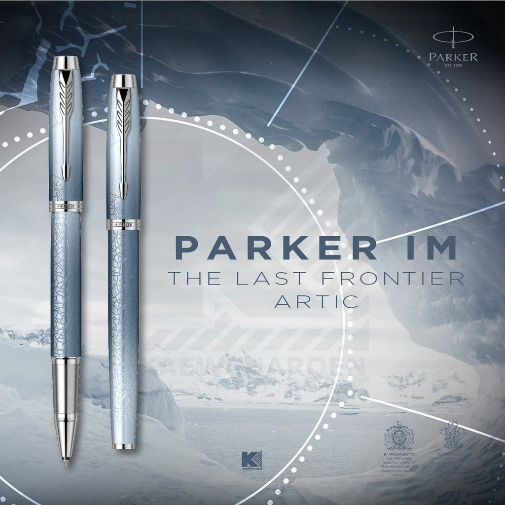 KSG set - Notebook SET & Double Pens (Parker IM PREMIUM Frontier Rollerball & Ballpoint Pen - Grey Blue Polar Chrome Trim) with RHODIA A6 Notebook - KSGILLS.com | The Writing Instruments Expert