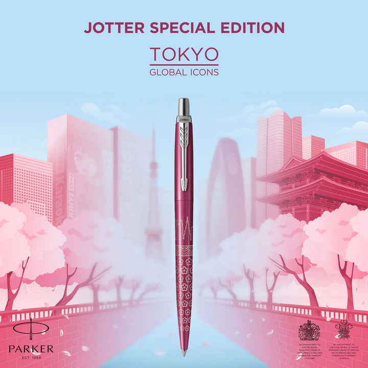 Parker Jotter Classic (PREMIUM) Ballpoint Pen - Tokyo Japan Special Edition Pink Chrome Trim