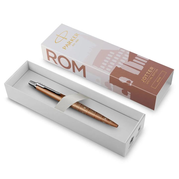 Parker Jotter Classic (PREMIUM) Ballpoint Pen - Rome Special Edition Brown Chrome Trim