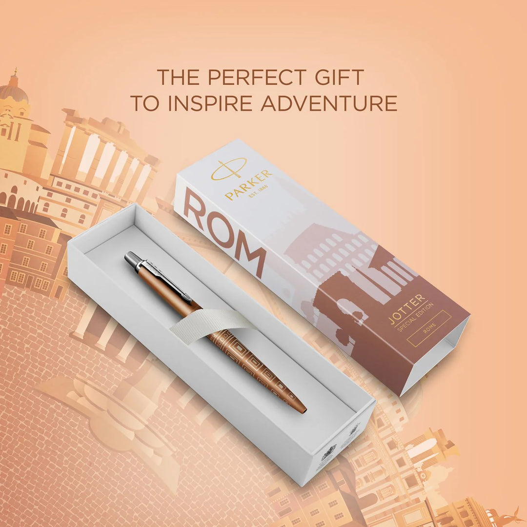 Parker Jotter Classic (PREMIUM) Ballpoint Pen - Rome Special Edition Brown Chrome Trim