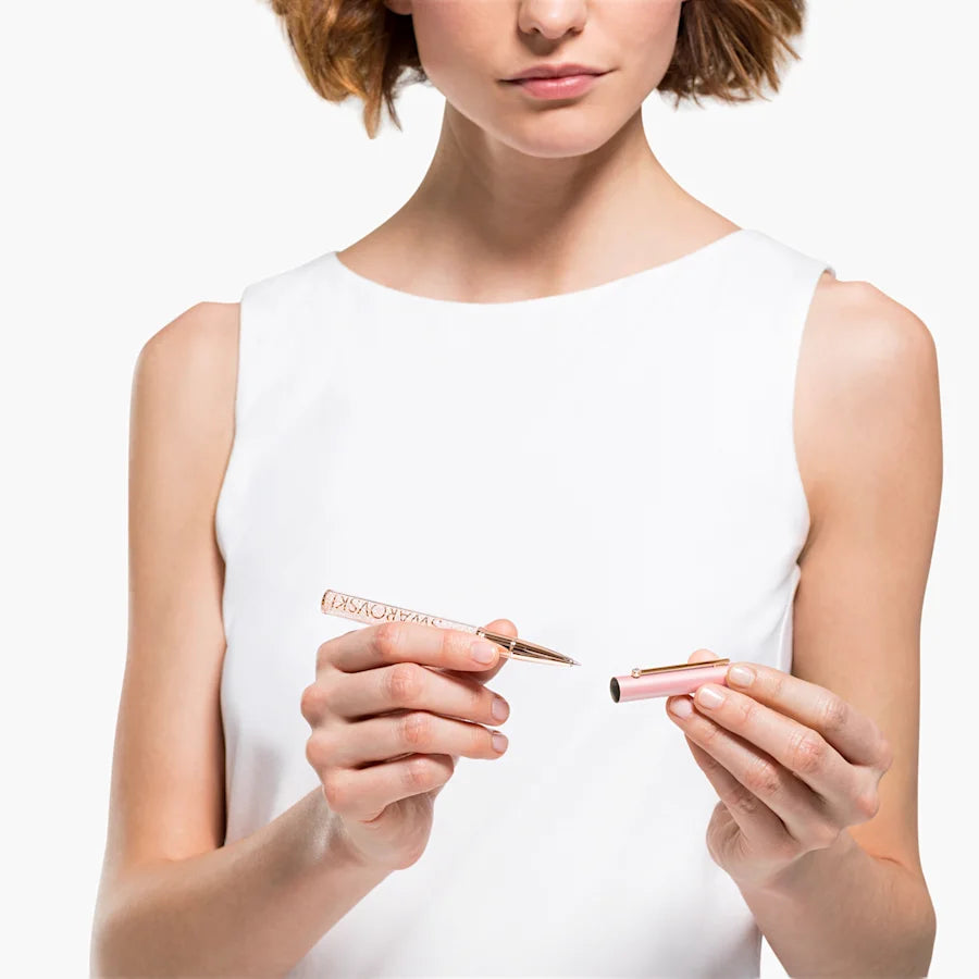 Swarovski Crystalline Gloss Rollerball Pen - Pink Rose Gold Trim - KSGILLS.com | The Writing Instruments Expert