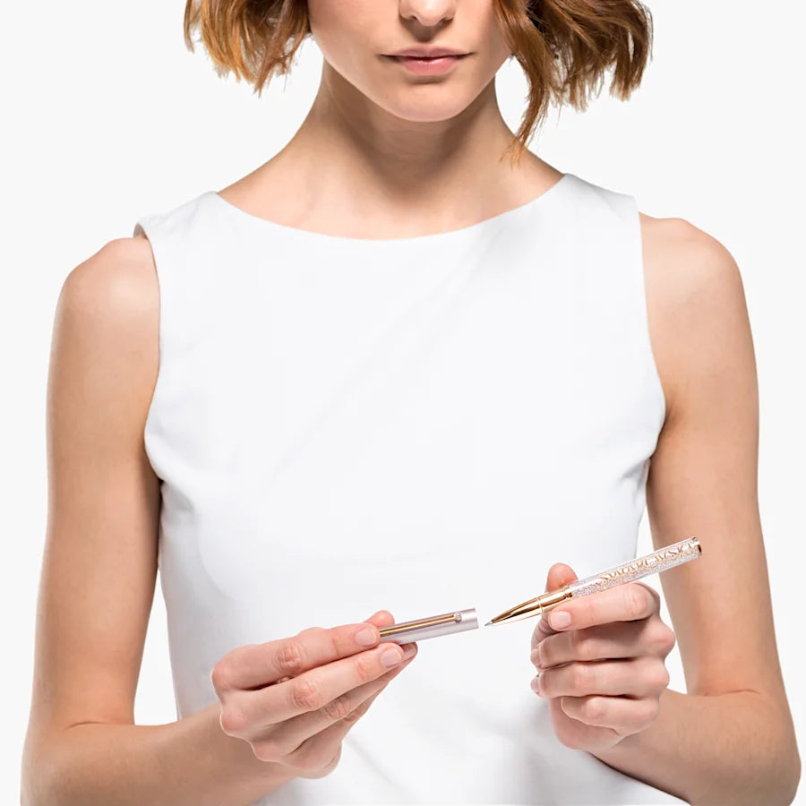 Swarovski Crystalline Gloss Rollerball Pen - Champagne Rose Gold Trim - KSGILLS.com | The Writing Instruments Expert