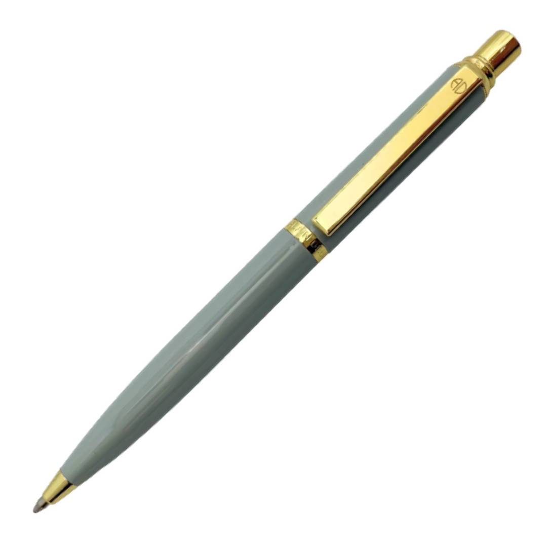 Alain Delon Retro Ballpoint Pen - Grey Gold Trim (with LASER Engraving)