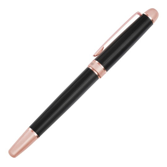 KSG set - Single Pen SET - Cerruti 1881 Holborn Rollerball Pen - Black Rose Gold Trim with Additional Rollerball Black Refill (with KSGILLS Premium Gift Box)