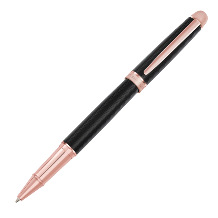 KSG set - Single Pen SET - Cerruti 1881 Holborn Rollerball Pen - Black Rose Gold Trim with Additional Rollerball Black Refill (with KSGILLS Premium Gift Box)