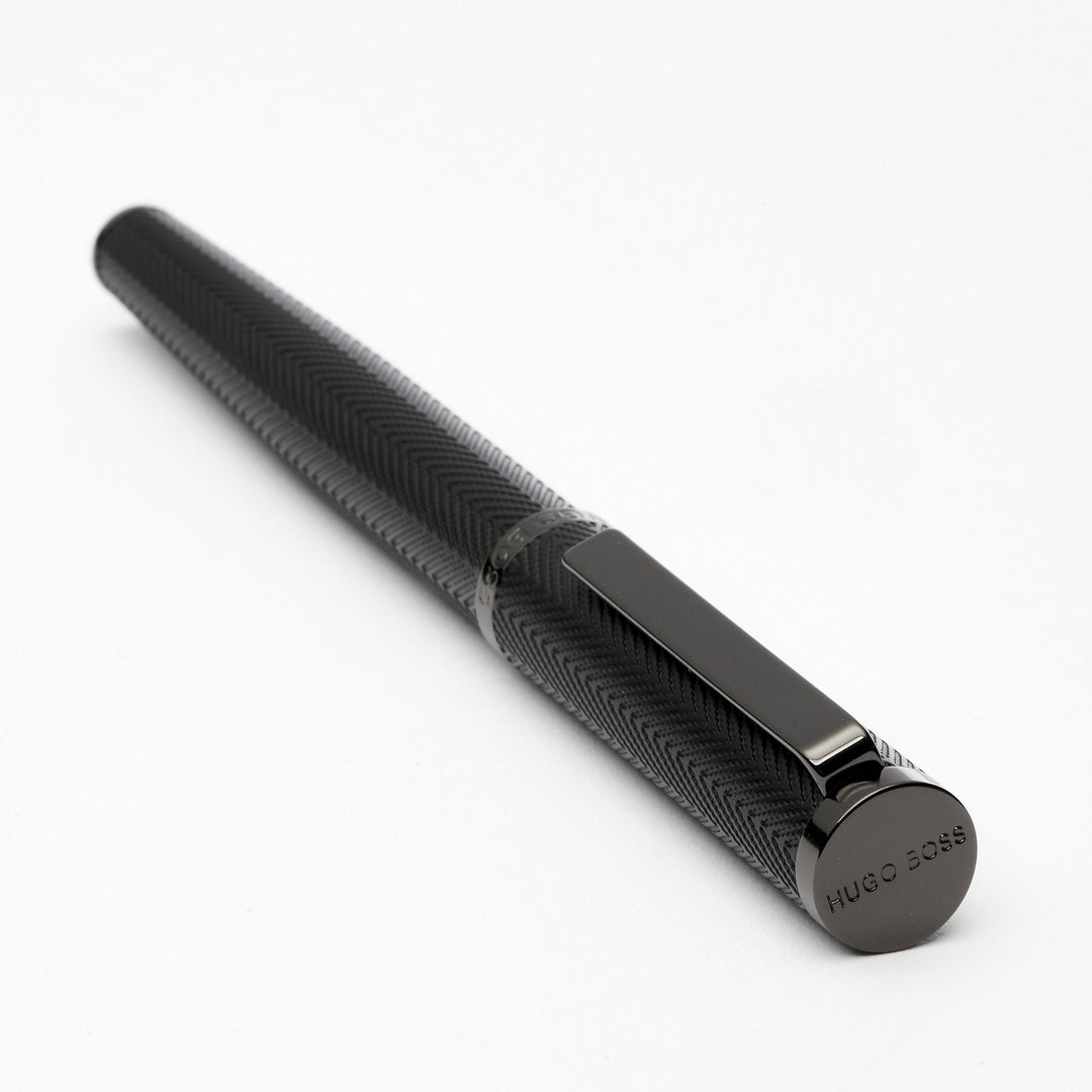 Hugo Boss Formation Rollerball Pen - Gun Metal Black Herringbone Achromatic - KSGILLS.com | The Writing Instruments Expert