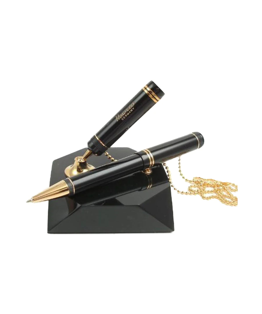 Kaweco DIA Ballpoint Pen - Black with Gold Trim with Desk Pen Stand Holder - KSGILLS.com | The Writing Instruments Expert