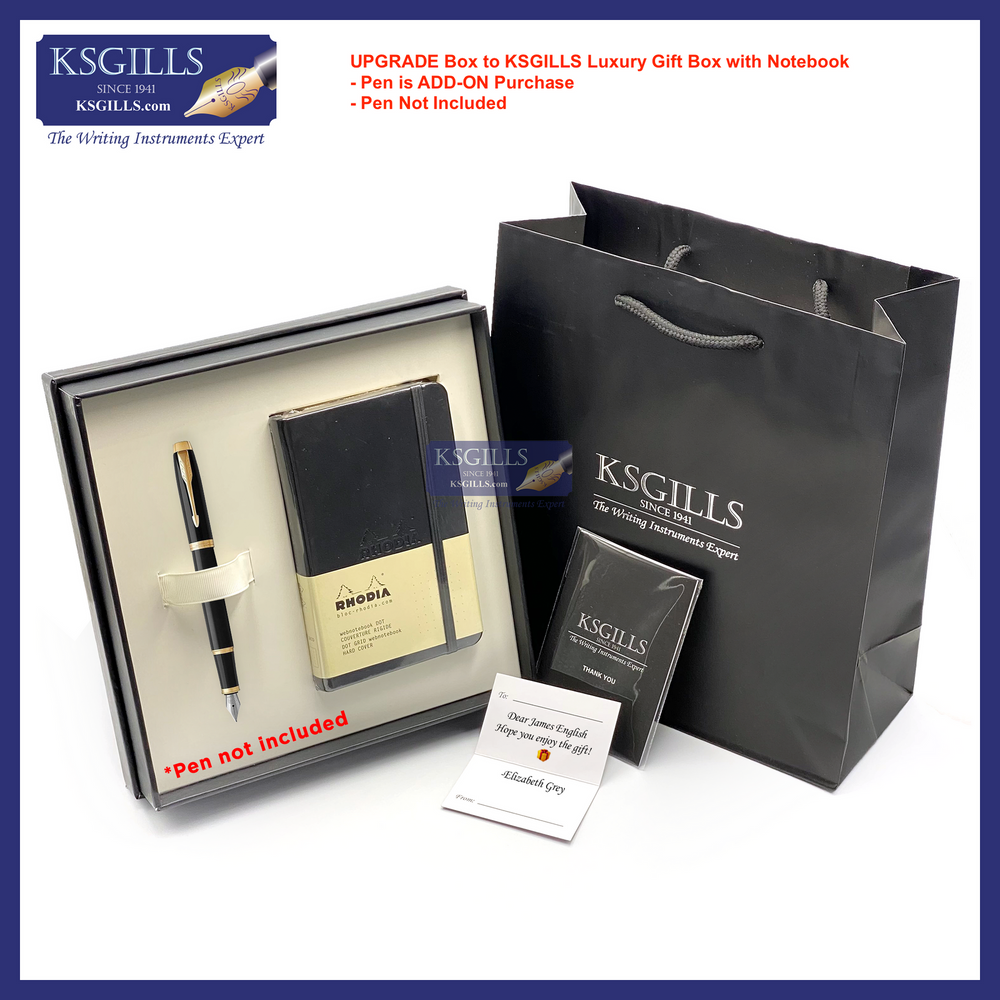 KSG set - Notebook SET & Double Pens (Parker Sonnet Rollerball & Ballpoint Pen - Black Lacquer Gold Trim) with RHODIA A6 Notebook - KSGILLS.com | The Writing Instruments Expert