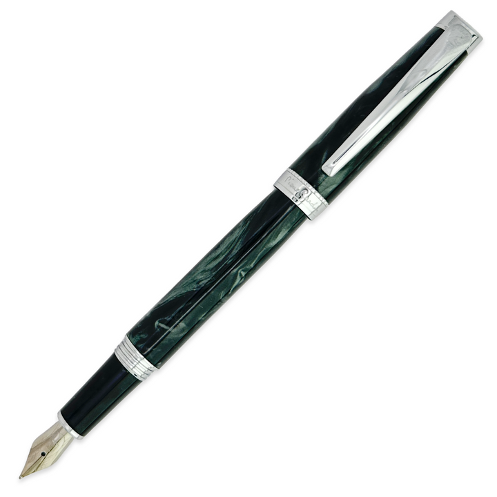 KSG set - Pierre Cardin Merlot Fountain Pen - Black Green Marble Chrome Trim (with LASER Engraving) - KSGILLS.com | The Writing Instruments Expert