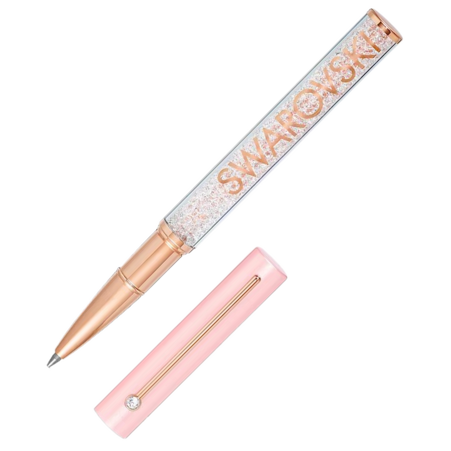 Swarovski Crystalline Gloss Rollerball Pen - Pink Rose Gold Trim - KSGILLS.com | The Writing Instruments Expert