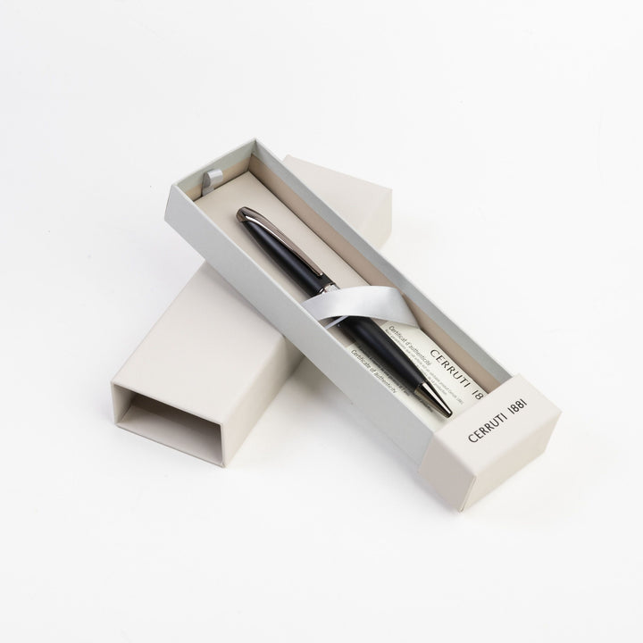 Cerruti 1881 Abbey Ballpoint Pen - Matte Black Chrome Trim - KSGILLS.com | The Writing Instruments Expert