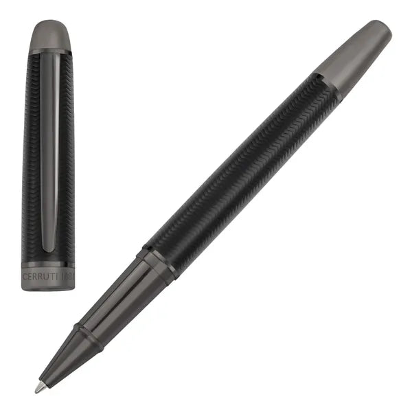 Cerruti 1881 Belgravia PREMIUM Rollerball Pen - Black Gunmetal Grey Trim