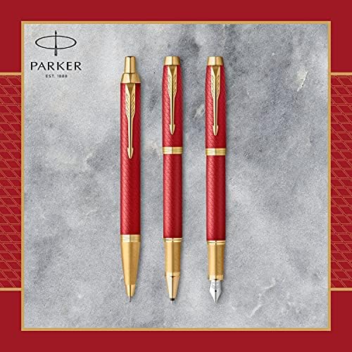 Parker IM PREMIUM New Chiselled Ballpoint Pen - Red Gold Trim - KSGILLS.com | The Writing Instruments Expert