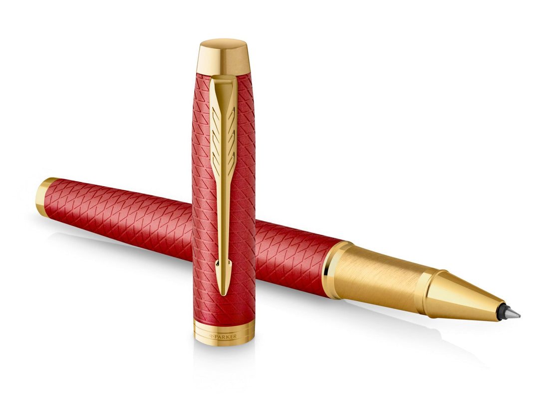 Parker IM PREMIUM New Chiselled Rollerball Pen - Red Gold Trim - KSGILLS.com | The Writing Instruments Expert