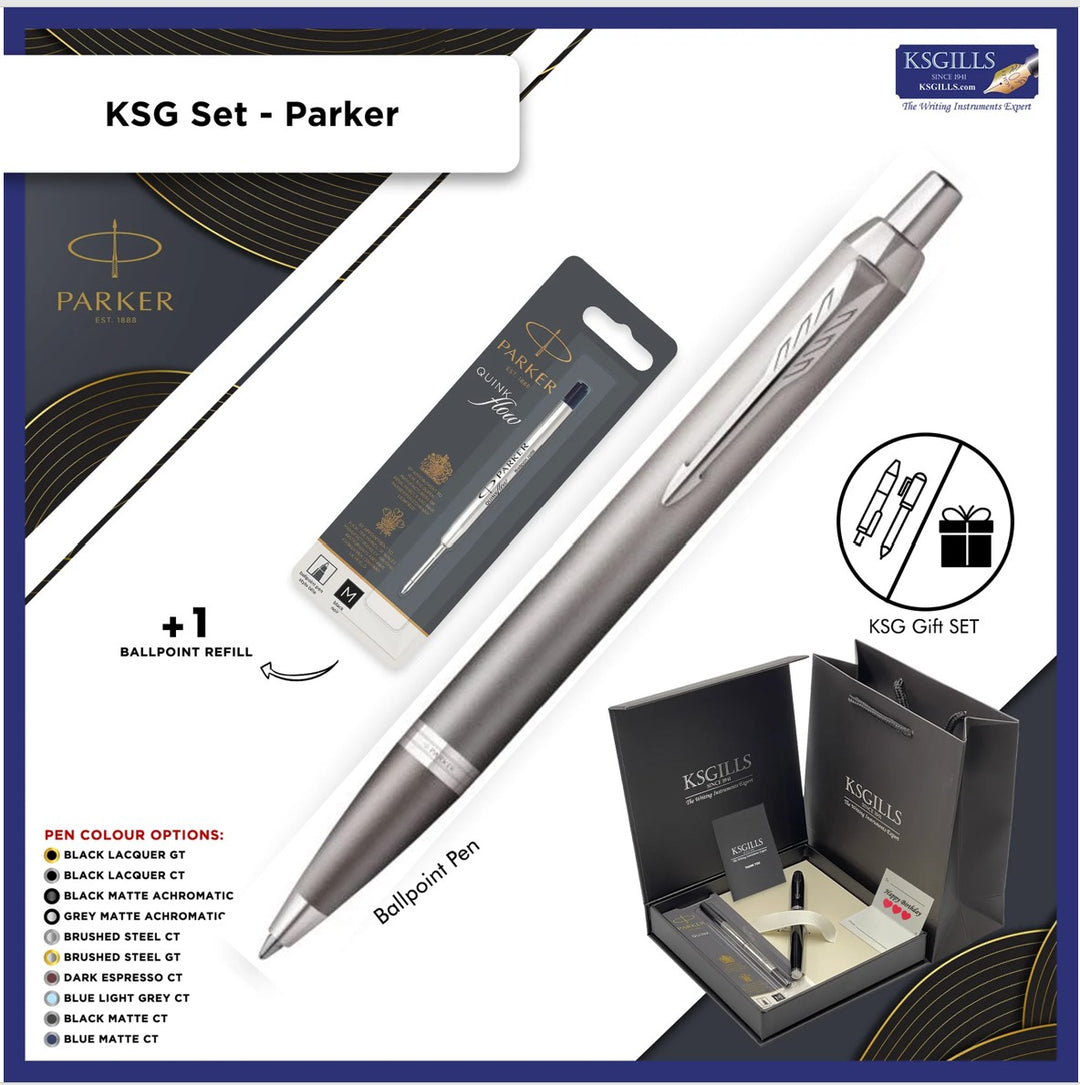 Parker IM Ballpoint Pen - Writing Rituals - Grey Chrome Trim - Refill Black Medium (M)