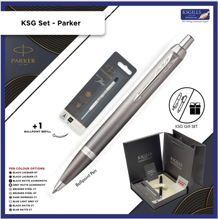Parker IM Ballpoint Pen - Writing Rituals - Grey Chrome Trim - Refill Black Medium (M)