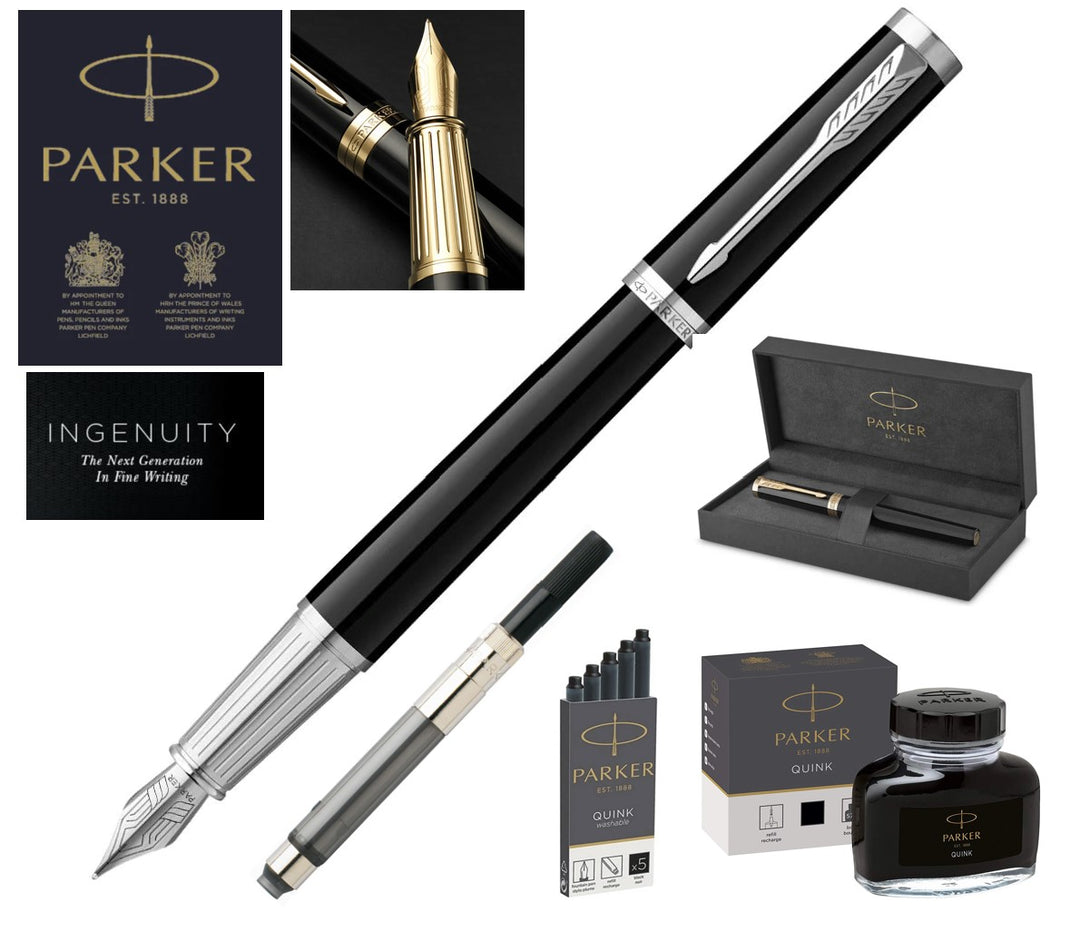 Parker Ingenuity Fountain Pen - Black Chrome Trim