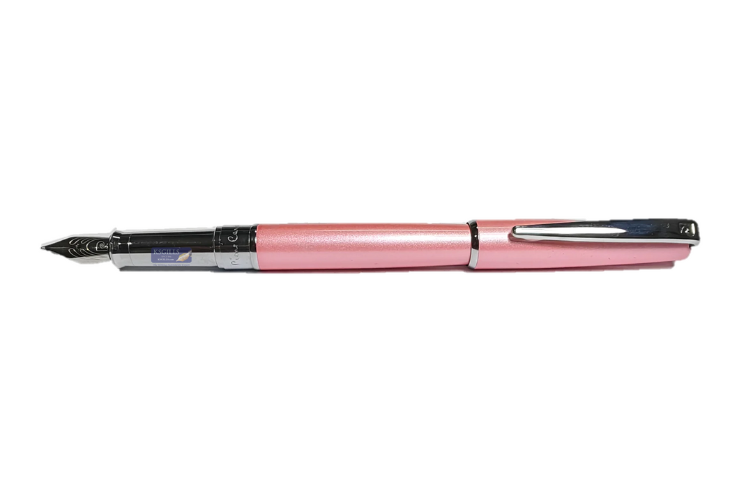 KSG Set - Pierre Cardin Aquarius Executive Pearlescent Fountain Pen - Pink Chrome Trim Lacquer Shinny (with LASER Engraving) - KSGILLS.com | The Writing Instruments Expert