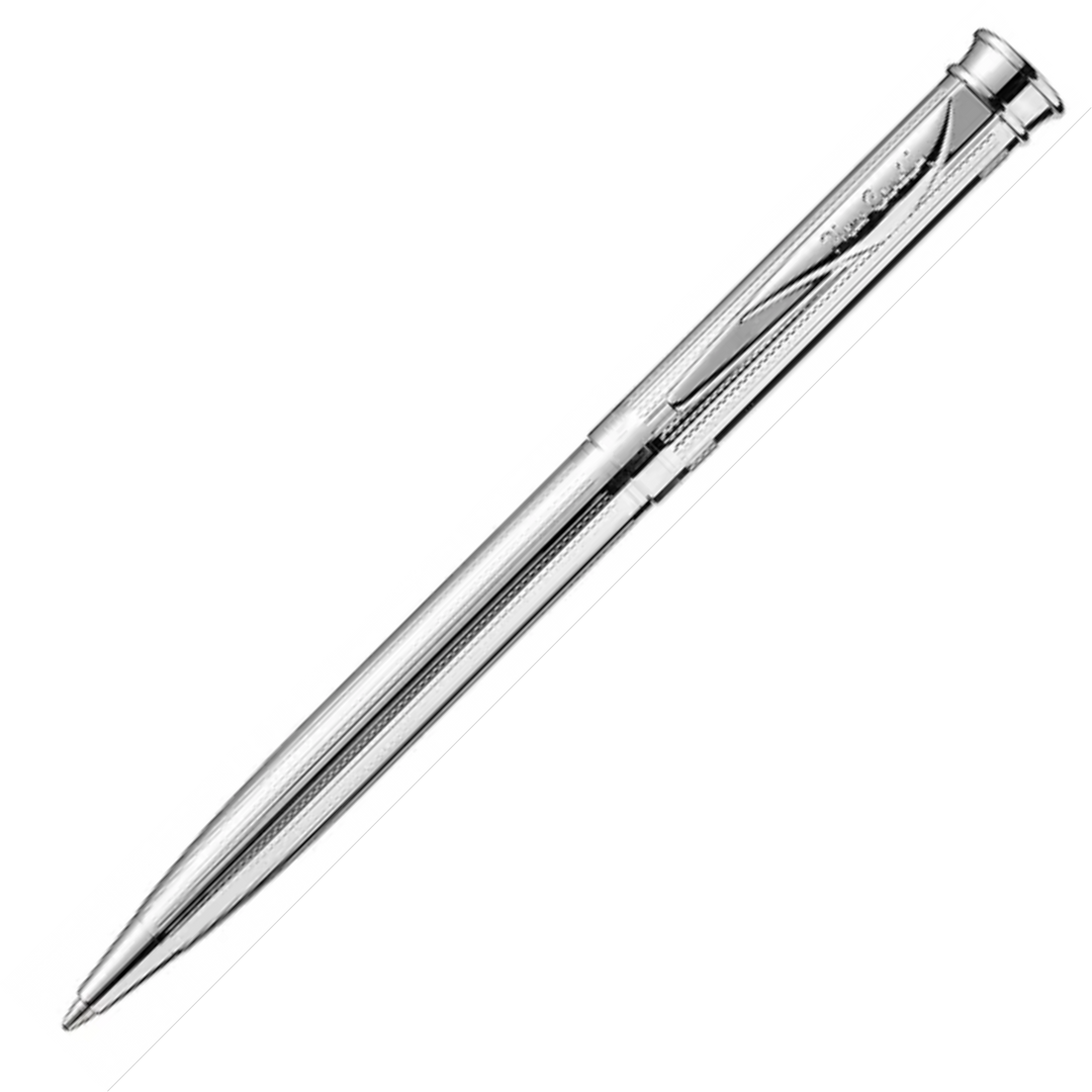 Pierre Cardin Pluto Premium Ballpoint Pen - Stainless Steel Shinny Chrome Trim (with LASER Engraving) - KSGILLS.com | The Writing Instruments Expert