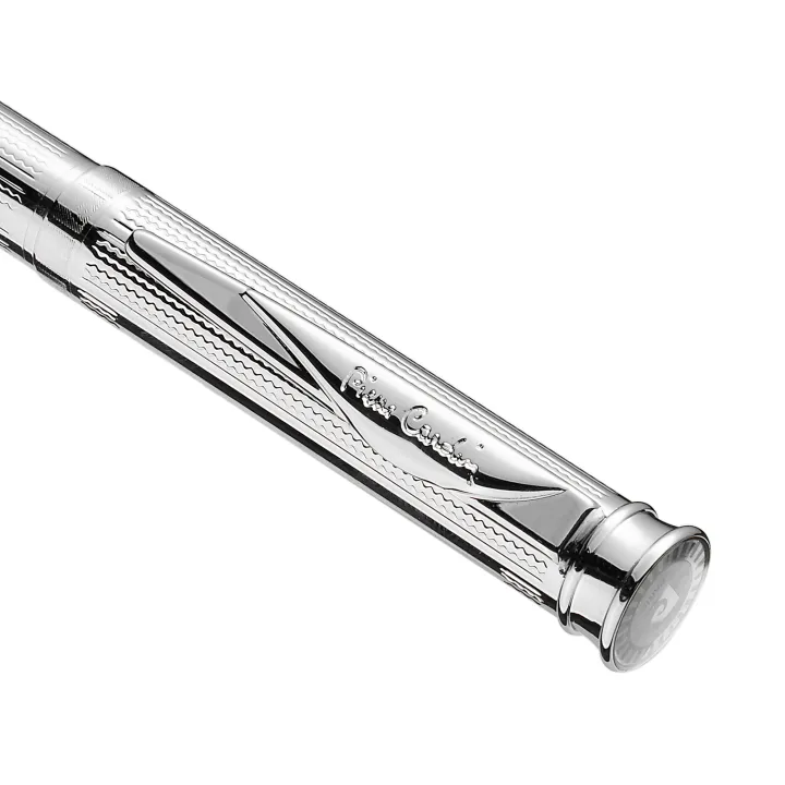 Pierre Cardin Pluto Premium Ballpoint Pen - Stainless Steel Shinny Chrome Trim (with LASER Engraving) - KSGILLS.com | The Writing Instruments Expert