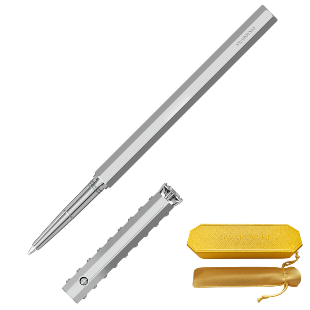 Swarovski Classic Ballpoint Pen - Silver Monochrome (with LASER Engraving) - KSGILLS.com | The Writing Instruments Expert