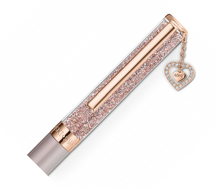Swarovski Crystalline Glossy Shinny (with Pointiage Heart) Ballpoint Pen - Rose Gold Trim (with LASER Engraving) - KSGILLS.com | The Writing Instruments Expert