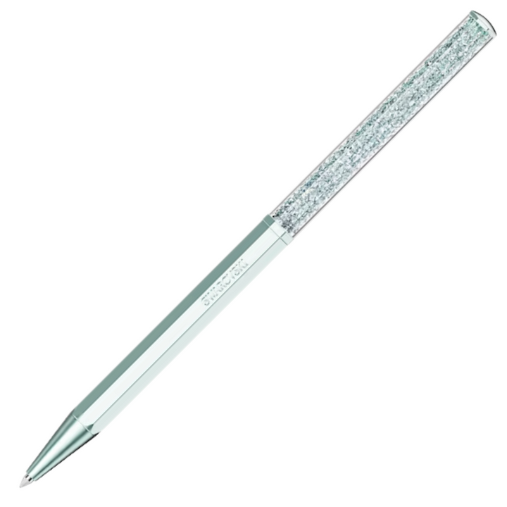 Swarovski Crystalline Octagon Ballpoint Pen - Light Blue Chrome Trim (with LASER Engraving) - KSGILLS.com | The Writing Instruments Expert