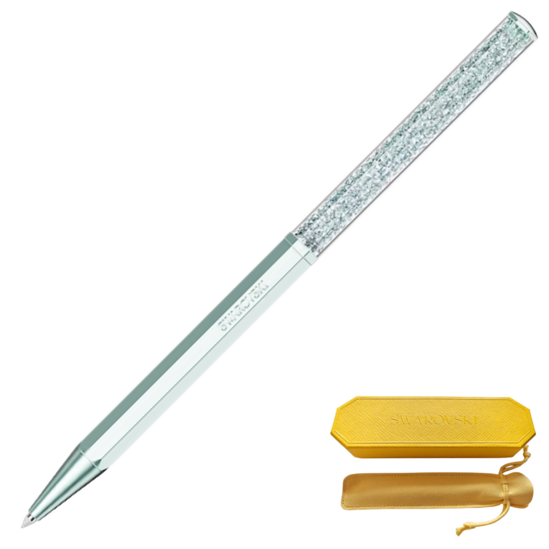 Swarovski Crystalline Octagon Ballpoint Pen - Light Blue Chrome Trim (with LASER Engraving) - KSGILLS.com | The Writing Instruments Expert