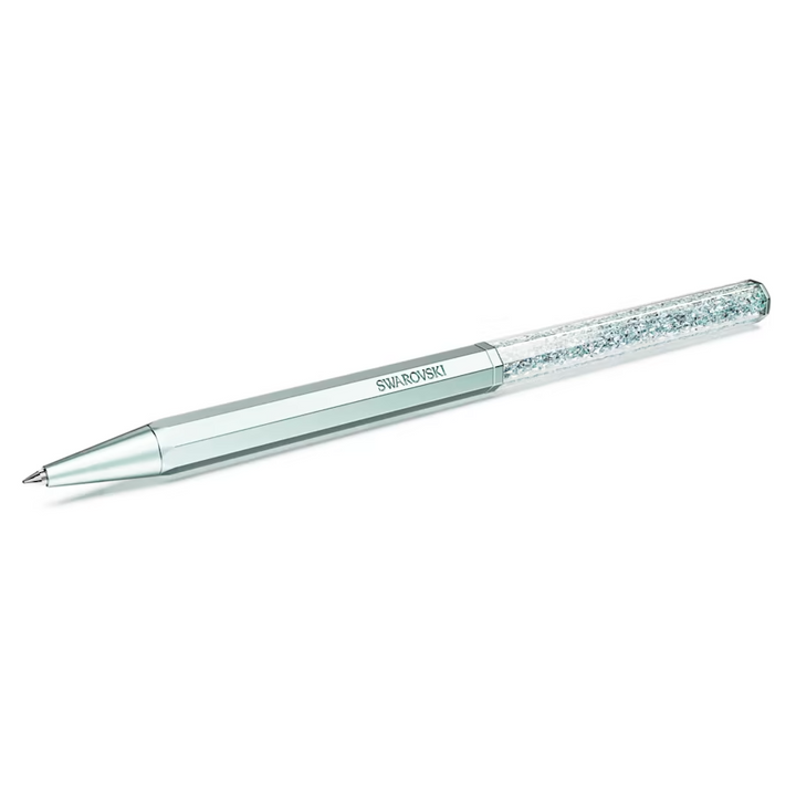 Swarovski Crystalline Octagon Ballpoint Pen - Light Blue Chrome Trim (with LASER Engraving) - KSGILLS.com | The Writing Instruments Expert