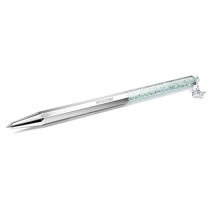 Swarovski Crystalline Octagon Ballpoint Pen - STAR Blue Silver Chrome Trim (with LASER Engraving) - KSGILLS.com | The Writing Instruments Expert