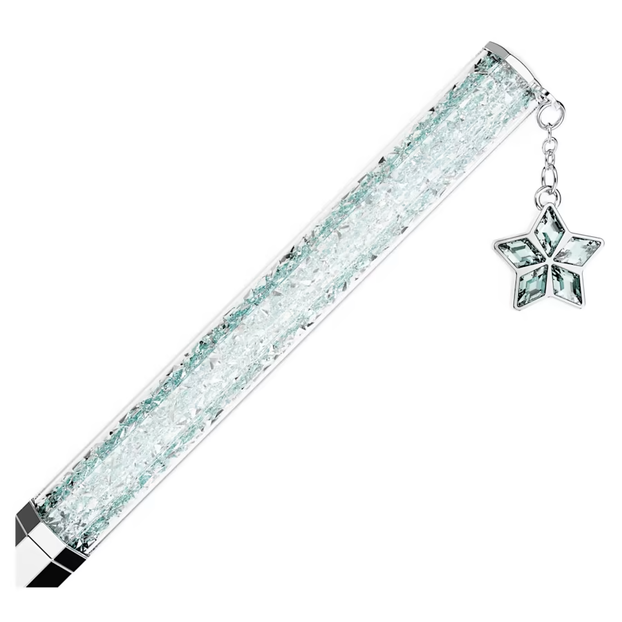 Swarovski Crystalline Octagon Ballpoint Pen - STAR Blue Silver Chrome Trim (with LASER Engraving) - KSGILLS.com | The Writing Instruments Expert
