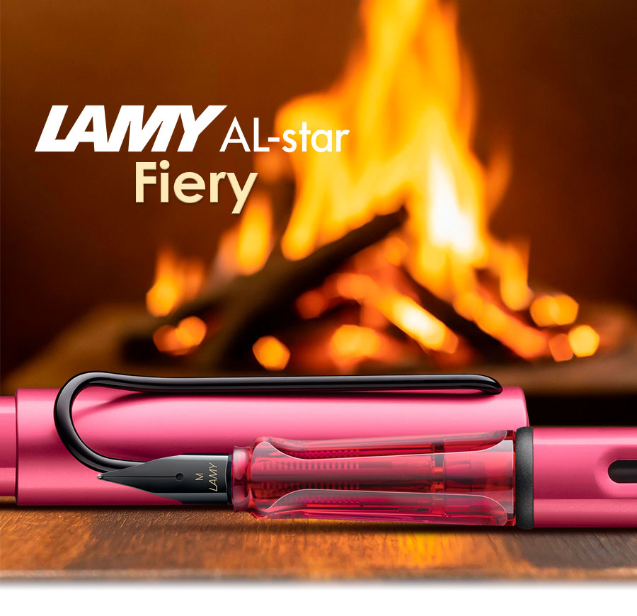 Lamy AL-Star Fountain Pen - Fiery Red WITH Ink Converter and LASER Engraving