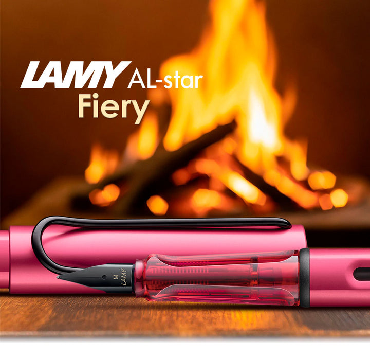 Lamy AL-Star Fountain Pen - Fiery Red WITH Ink Converter and LASER Engraving