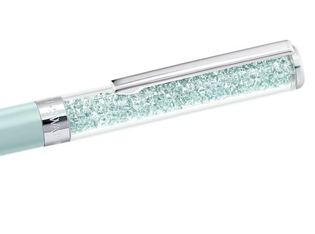 Swarovski Crystalline Ballpoint Pen - Green Chrome Trim (with LASER Engraving) - KSGILLS.com | The Writing Instruments Expert