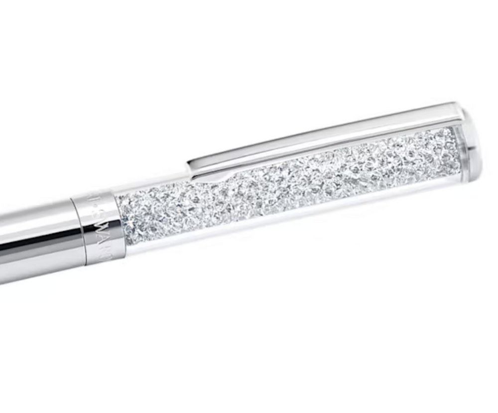 Swarovski Crystalline Ballpoint Pen - Silver Chrome Trim (with LASER Engraving) - KSGILLS.com | The Writing Instruments Expert
