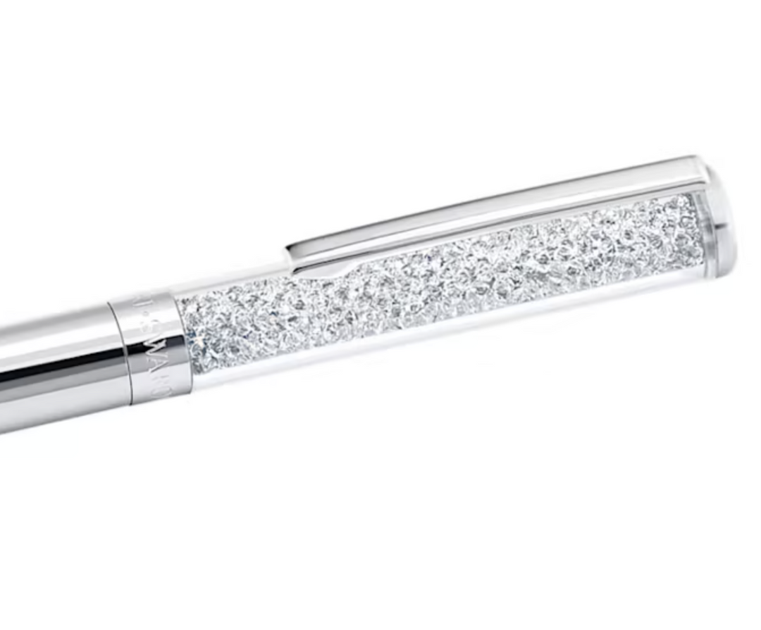 Swarovski Crystalline Ballpoint Pen - Silver Chrome Trim (with LASER Engraving) - KSGILLS.com | The Writing Instruments Expert