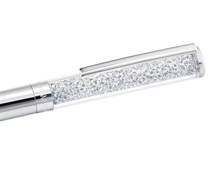 Swarovski Crystalline Ballpoint Pen - Silver Chrome Trim (with LASER Engraving) - KSGILLS.com | The Writing Instruments Expert