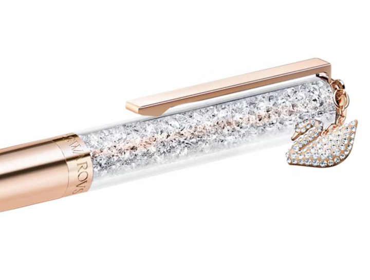 Swarovski Crystalline Ballpoint Pen - Rose Gold Trim (with Pointiage Swan Charm) (with LASER Engraving) - KSGILLS.com | The Writing Instruments Expert