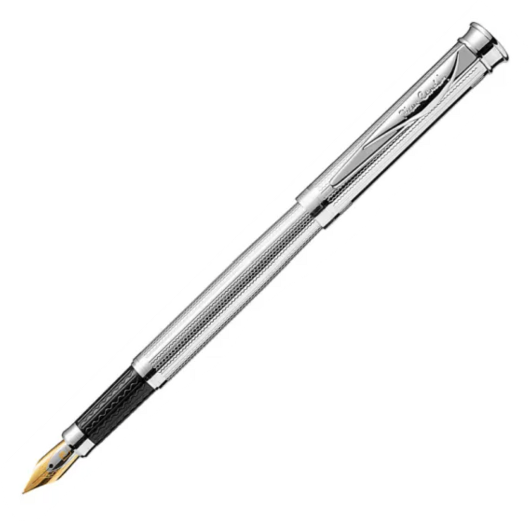 KSG Set - Pierre Cardin Pluto Premium Fountain Pen - Stainless Steel Shinny Chrome Trim (with LASER Engraving) - KSGILLS.com | The Writing Instruments Expert