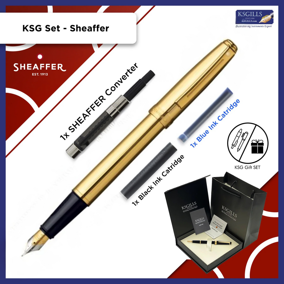 KSG set - Single Pen SET - Sheaffer Prelude Fountain Pen - 23K Gold Fluted