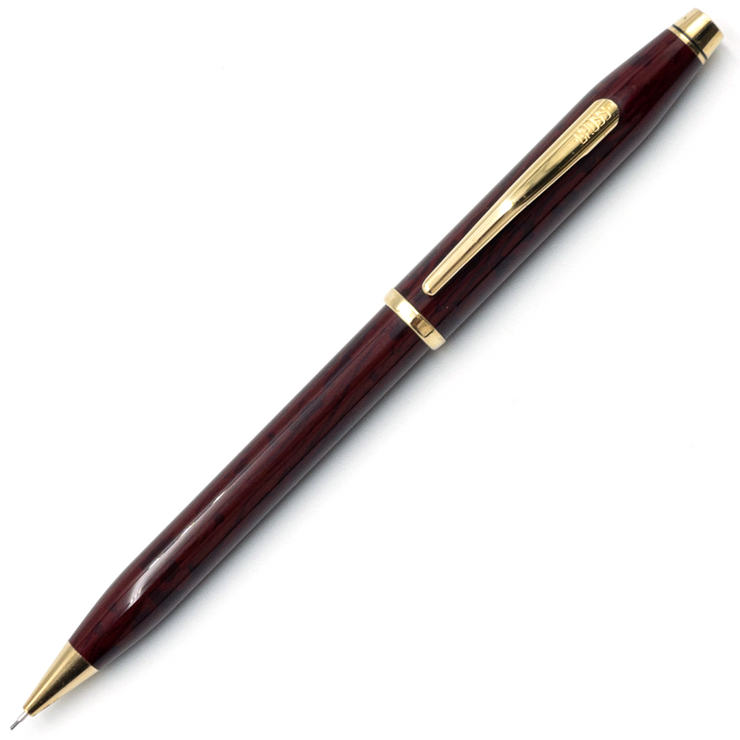 Cross Century II Mechanical Pencil - Burgundy Marble Gold Trim (0.7mm) - KSGILLS.com | The Writing Instruments Expert