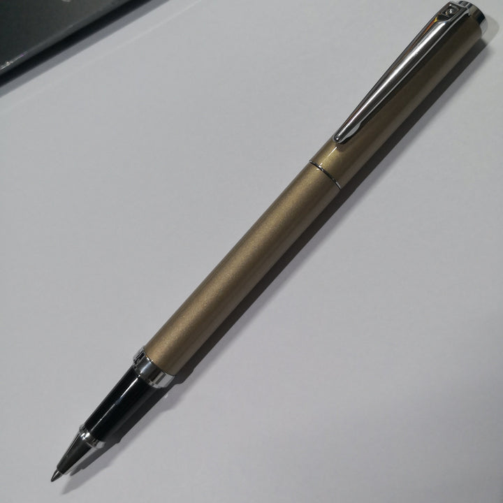 Pierre Cardin Aurora Rollerball Pen - Macchiato Brown Light Chrome Trim (with LASER Engraving) - KSGILLS.com | The Writing Instruments Expert