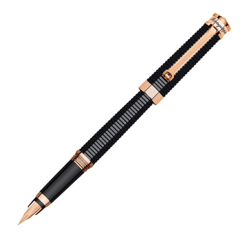 Montegrappa NeuroUno Linea Crystal Fountain Pen - Black Rose Gold Trim - KSGILLS.com | The Writing Instruments Expert