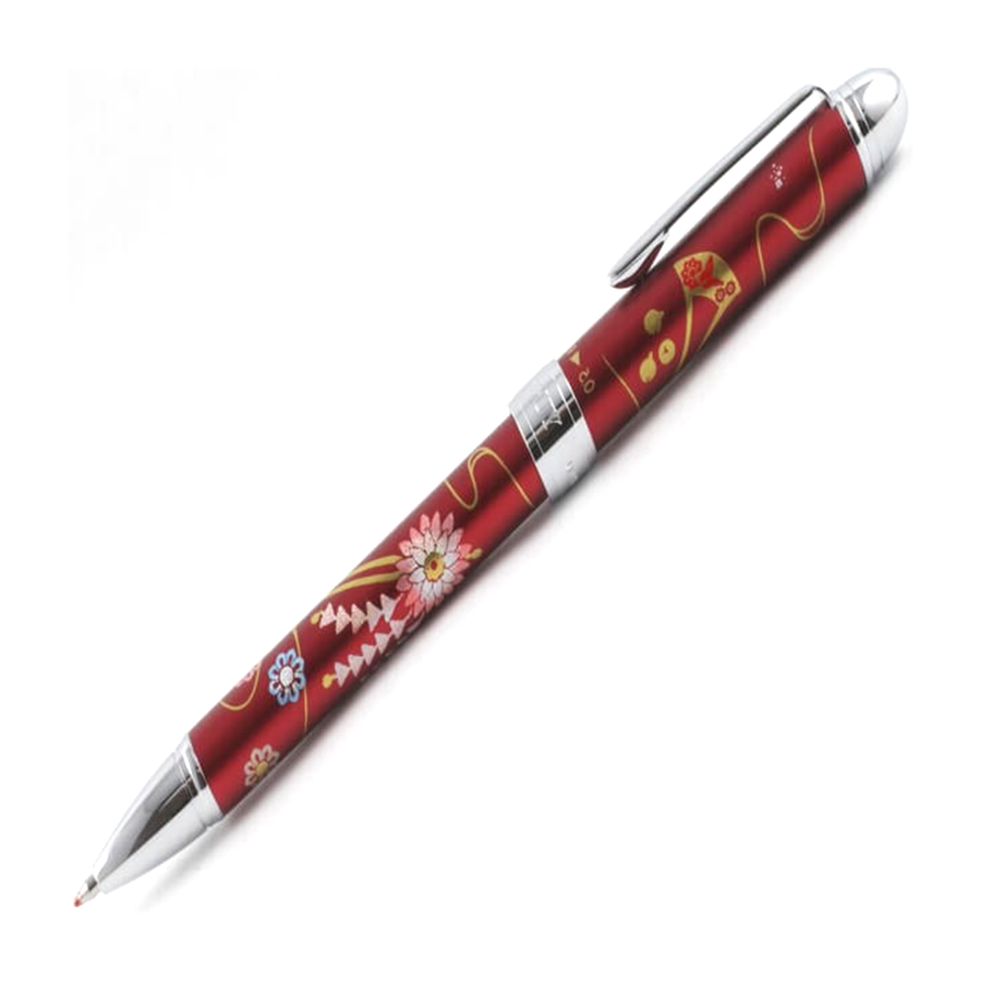 Sailor Profit 3 Multifunction Pen - Yubi Maki-e Kanzashi Red Chrome Trim (2+1) - KSGILLS.com | The Writing Instruments Expert