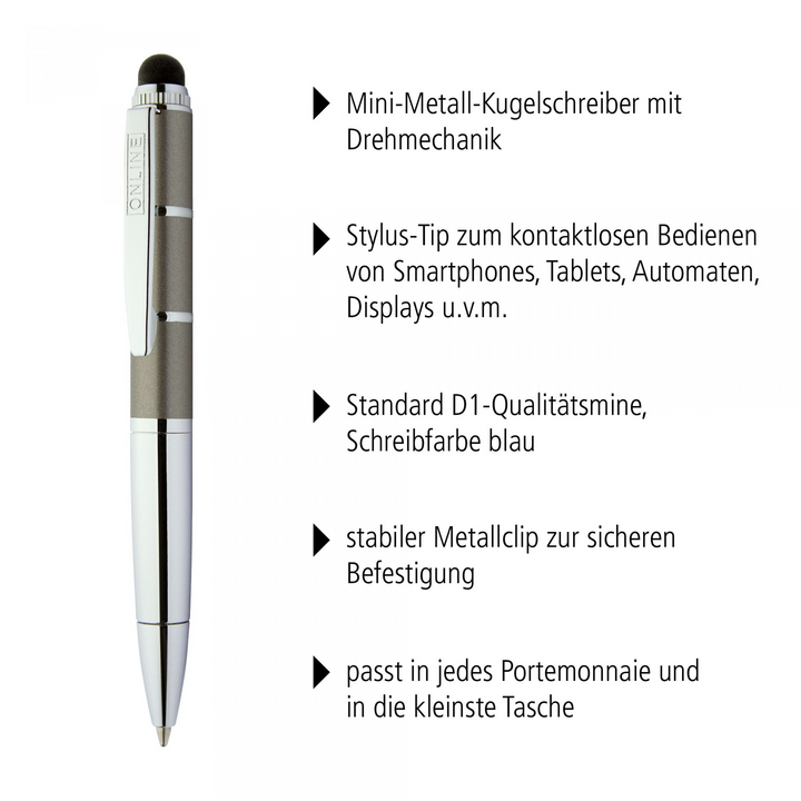 Online Piccolo Ballpoint Pen - Metallic Blue (Mini Sized with Stylus) - KSGILLS.com | The Writing Instruments Expert