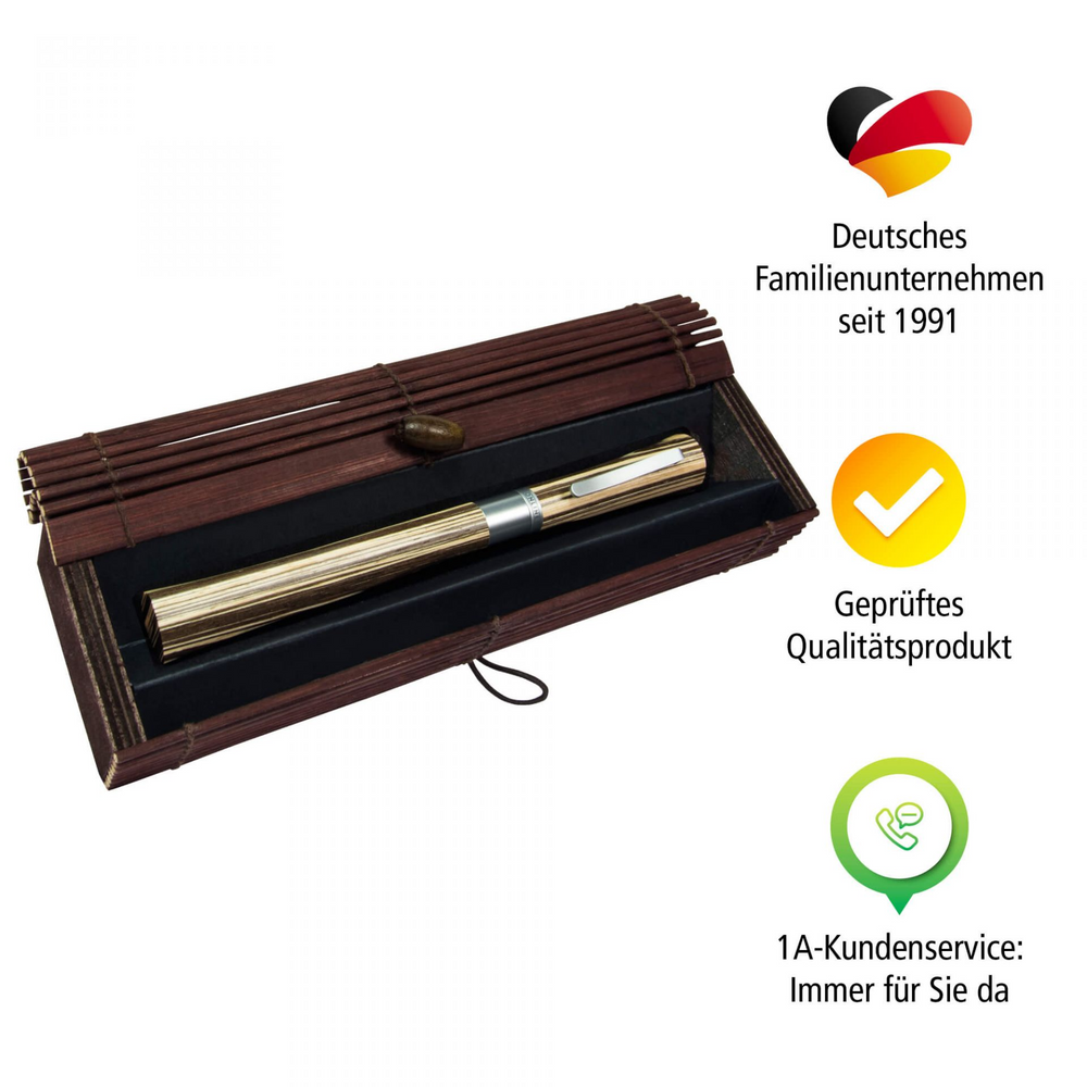 ONLINE Newood Fountain Pen - Bamboo Wood Brown Chrome Trim - KSGILLS.com | The Writing Instruments Expert