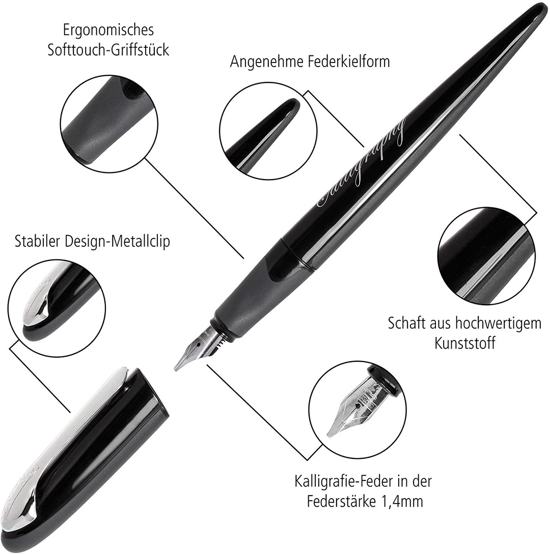 ONLINE Air Bamboo Calligraphy Pen SET - Black Chrome Trim (1.4mm Fountain Pen) - KSGILLS.com | The Writing Instruments Expert