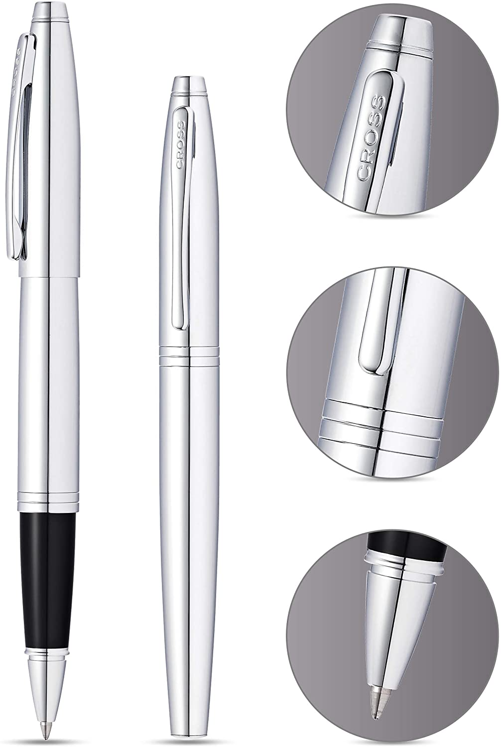Cross Calais Rollerball Pen - Polished Chrome - KSGILLS.com | The Writing Instruments Expert