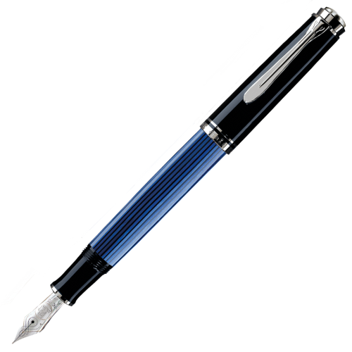 Pelikan Souveran M605 Fountain Pen - Black Blue Chrome Trim - KSGILLS.com | The Writing Instruments Expert