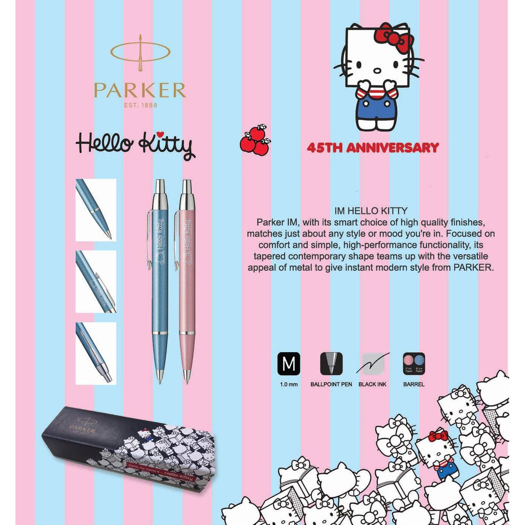 Parker IM Ballpoint Pen (Hello Kitty) - Pastel Blue Chrome Trim (Special Edition) - Refill Black Medium (M) - KSGILLS.com | The Writing Instruments Expert